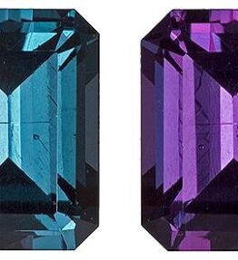 20.25 Ratti Color Changing Alexandrite Stone Lab Created Synthetic Loose Gemstone AAA Quality Emerald Cut Excellent Shinning Stone