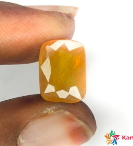 Kalyan Gems Peela pushyaragam  Original pukhraj Certified Loose Gemstone online 6.85 Carat cushion Shape