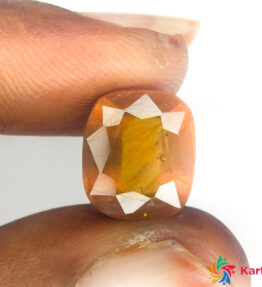 Kalyan Gems real yellow sapphire  Original pukhraj Certified Loose Gemstone online 7.7 Carat cushion Shape