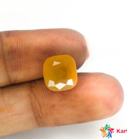 natural yellow sapphire stone  pukhraj Certified Loose Gemstone  5.6 Carat cushion Shape