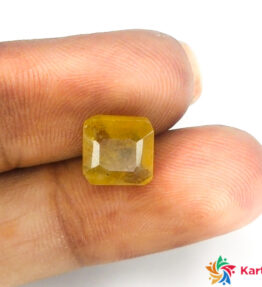 untreated yellow sapphire  pukhraj Certified Loose Gemstone  3.55 Carat emerald Shape