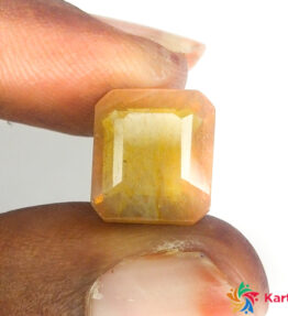 Kalyan Gems Certified yellow sapphire  Original pukhraj Certified Loose Gemstone online 8.3 Carat emerald Shape