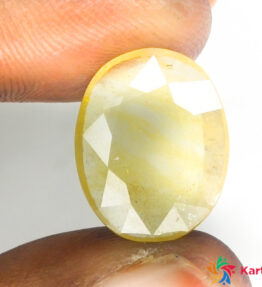 Kalyan Gems yellow sapphire in telugu Kanakapushyaragam Stone Original 11.35 Carat oval Shape