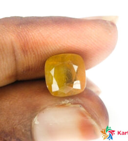 yellow sapphire  natural pukhraj gem 5.1 Carat cushion Shape