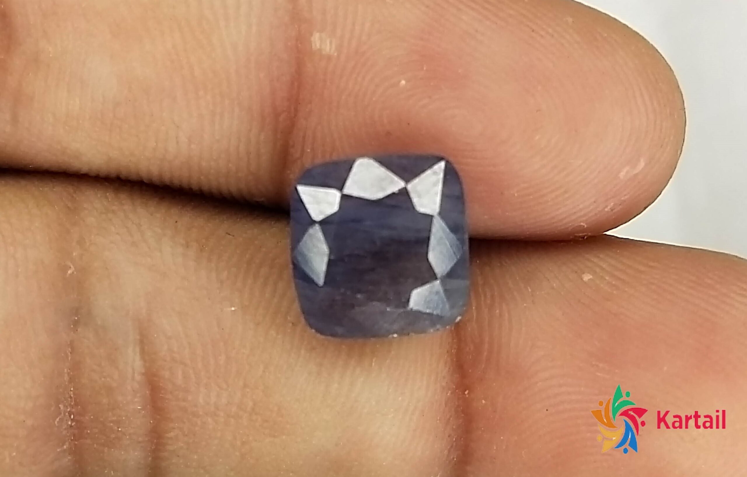 Kalyan Gems Natural  blue Sapphire neelam  Gemstone  6.1 Carat cushion  Shape natural blue sapphire