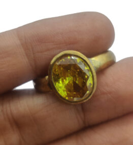 Panchdhatu Yellow Sapphire Ring Stone Original Certified Pukhraj Gemstone Adjustable