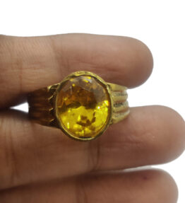 Panchdhatu Pukhraj Ring  Stone Original Certified Kanakapushyaragam Rings Adjustable