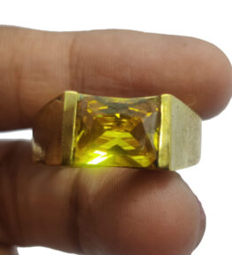 Panchdhatu Yellow Sapphire Ring Stone Original Certified Pukhraj Gemstone Adjustable