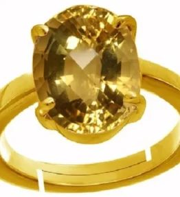 Panchadhatu Sunela Ring Natural for Unisex Certified Citrine Ring Adjustable