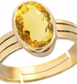 Panchadhatu Citrine Ring Natural for Unisex Certified Sunela Ring Adjustable