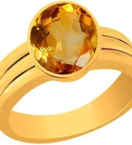 Panchadhatu Citrine Ring Natural for Unisex Certified Sunela Ring Adjustable